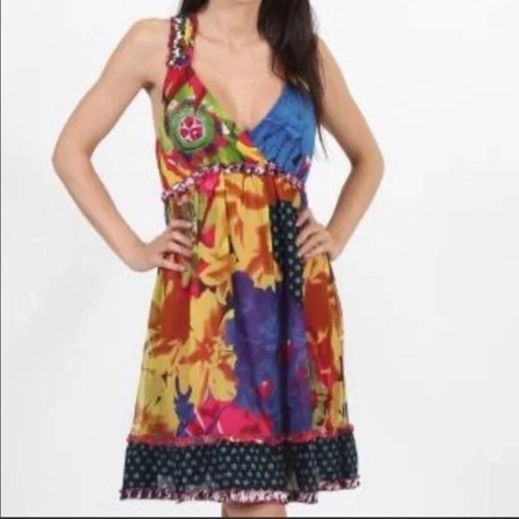 Colorful Halter Neck Women Dress - Picture 2 of 10